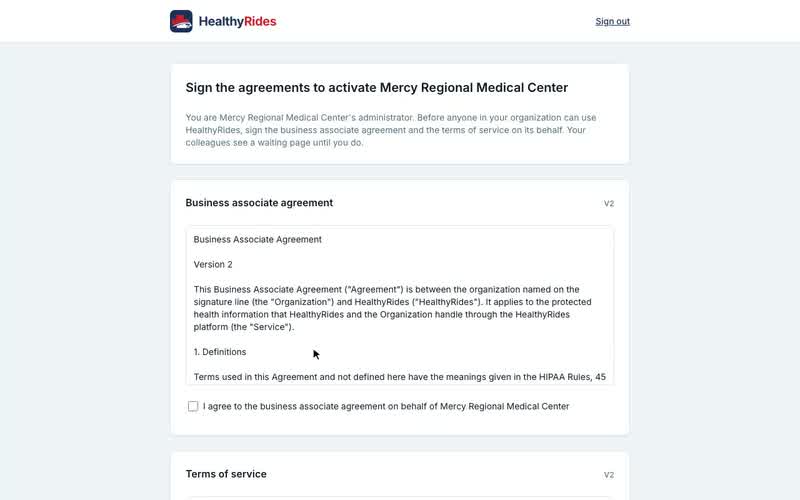 Signing the BAA and terms of service, Reading the documents