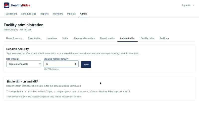 Authentication: idle timeout and single sign-on, Single sign-on