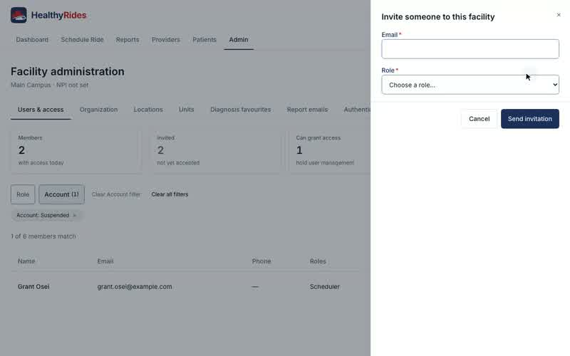 Users & access: who can sign in, Inviting someone