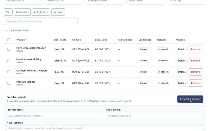 Request a provider, Open the form