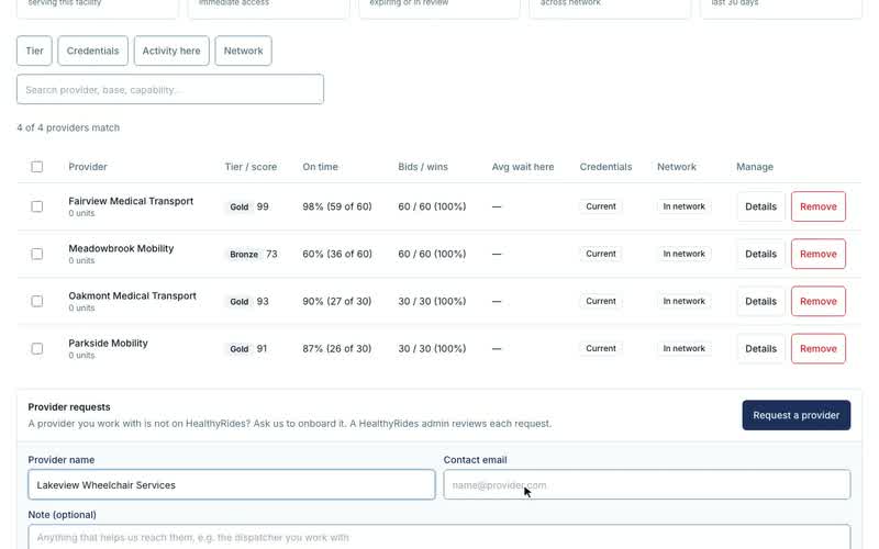 Request a provider, Fill it in